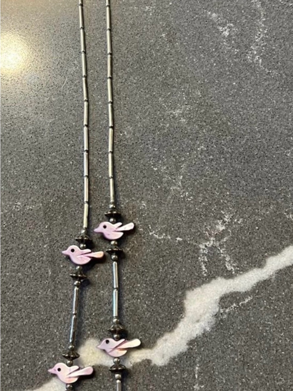 Purple bird mother of pearl necklace - Picture 2 of 2
